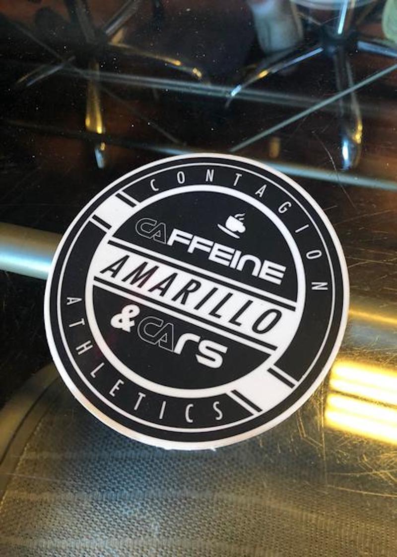 Caffeine &amp; Cars Circle Sticker